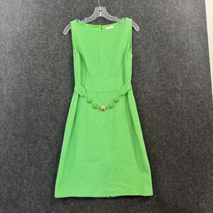 Milly Dress Women's 8 Green Sheath Beaded Waist Boat Neck Knee Length Party Work
